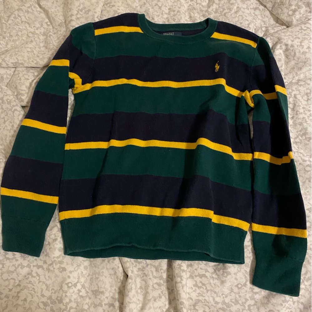 Polo by Ralph Lauren boys Striped Sweater - Green, Navy, and Yellow